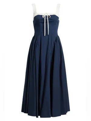 Moon River Colorblock Cotton Midi Dress, M thumbnail 7
