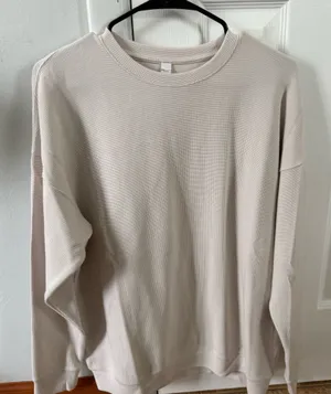 ALO Yoga Women's Waffle Crewneck Sweatshirt - Light Cream thumbnail 1
