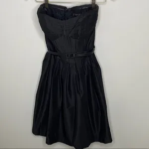 WHBM Black Strapless Classic Pleated‎ Darted Cocktail Dress Women's Size 2 thumbnail 2