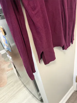 Ann Taylor Open-Front Layering Cardigan - Plum / Burgundy - Medium thumbnail 7