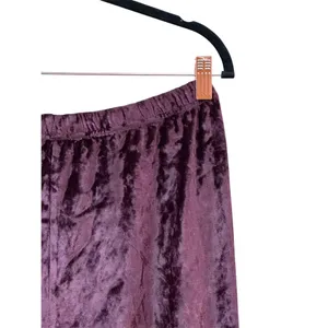 RAGA Wine Nights Dark Maroon Velvet Flare Leg Bell Bottom Pants NWT Large thumbnail 4