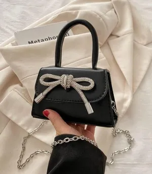 Elegant Black Handbag with Silver Accents thumbnail 1