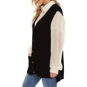 ✨Hyipels Women's Sweater Vest Sleeveless Black Sz Large Cardigan✨ thumbnail 4