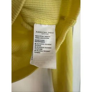American Eagle butter yellow waffles cropped Henley top small thumbnail 3