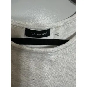 Verve Ami Sweater Asymmetrical Hem Long Sleeves Womens Size Medium Light Gray thumbnail 4