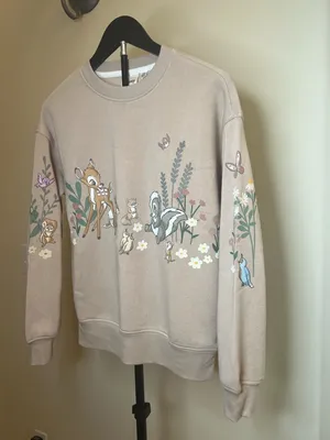 Disney Bambi Sweatshirt XXS Tan‎ Thumper Flower Graphic Crewneck thumbnail 2