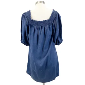 Superdry Womens Chambray Smocked Mini Dress Size 8 Preppy Coastal‎ Cottage thumbnail 3