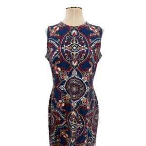 J McLaughlin Devon Sleeveless Shift Dress Blue Red Medallion Print‎ Medium thumbnail 5