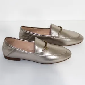 Coach Hanna Loafer Champagne and Gold Metallic Leather Shoes Size 8.5 thumbnail 4