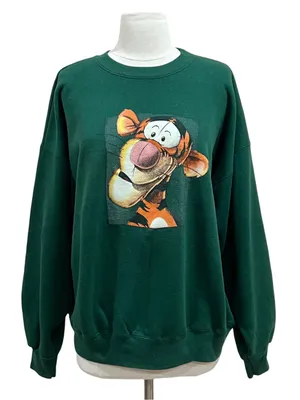 Vintage Disney World Winnie the Pooh Tigger Deep Green Crewneck Sweatshirt Sz XL thumbnail 1