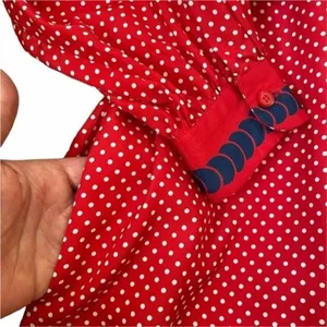 Vintage Abe Schrader Sport Red White Polka-Dot Belted Midi Shirt Dress thumbnail 7