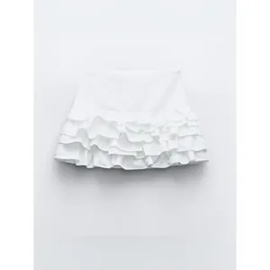 NEW Zara White Coquette Tiered Ruffle Mini Skort Skirt Women’s Size Medium thumbnail 3
