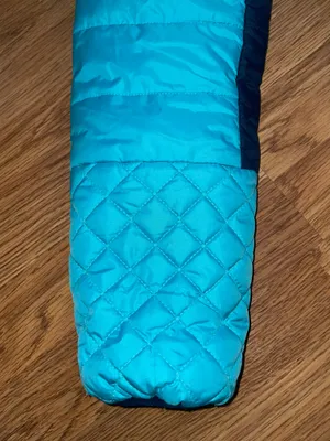 Totes Quilted Hooded Puffer Jacket Coat Women’s Size Large Aqua Navy Pockets EUC thumbnail 6