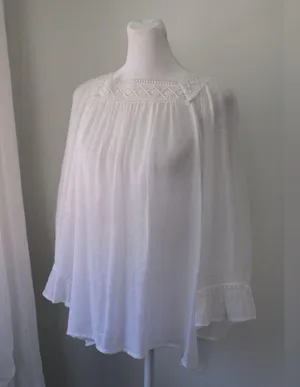 Zac & Rachel Sheer White Embroidered Peasant Blouse thumbnail 3