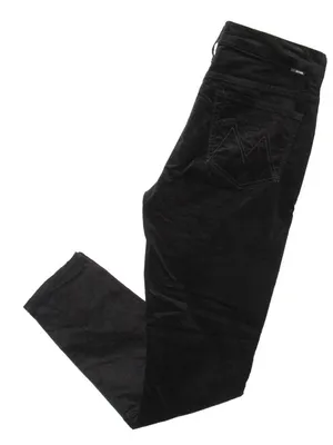 Mother High Waisted Looker Ankle in Soft Skills Stretch Velvet Skinny Pants 28 thumbnail 7