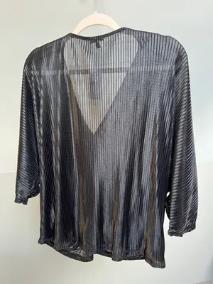 Sheer Black Ribbed Dress Top thumbnail 6