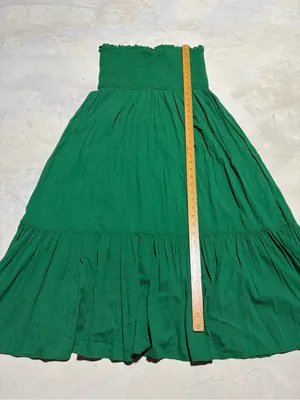 Aerie Green Strapless smocked sun dress large thumbnail 3