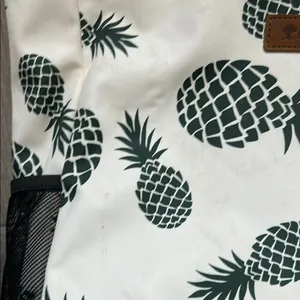 Black and White Pineapple Print Canvas Tote Green thumbnail 3