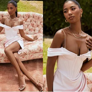 NWOT HOUSE OF CB 'Camila' Blush Off Shoulder Corset Dress sz XS thumbnail 3