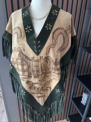 Poncho two tone western style Indian American horse size small/medium thumbnail 6