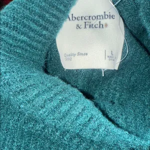 NWOT Abercrombie & Fitch Emerald Green Mock Neck Sweater Knit Dress Large thumbnail 8
