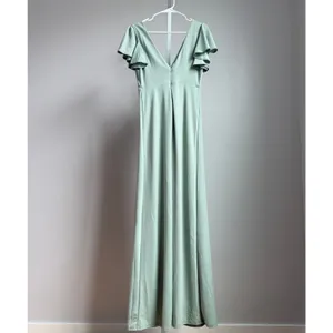 Birdy‎ Grey sz M green flutter sleeve maxi dress thumbnail 8