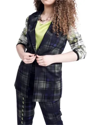 BP + Wildfang Plaid One Button Blazer Blue Size M thumbnail 1