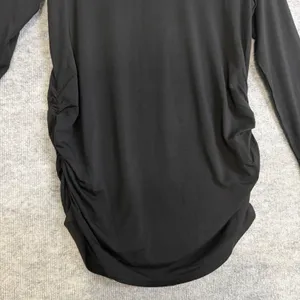 Quince Size-M Maternity Long Sleeve Top Black Tencel Lyocell Ruched V-Neck thumbnail 7