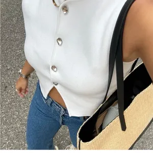 Zara NWT white short vest with silver buttons thumbnail 13