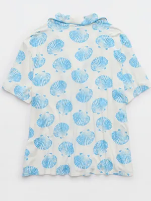 Aerie NEW! Real Soft Short Sleeve Pajama Shirt Blue Shell Nautical thumbnail 7