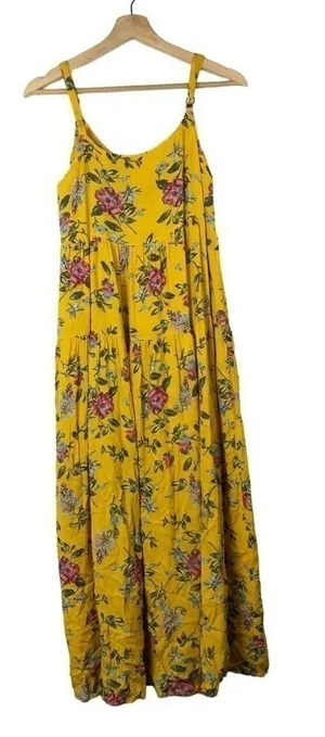 Boutique Yellow & Pink Floral Sleeveless‎ Maxi Dress S thumbnail 1