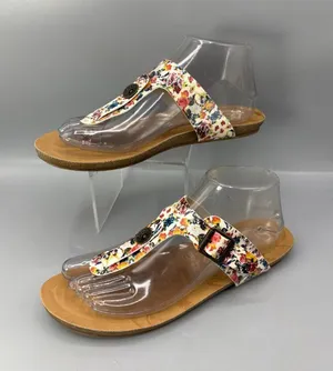 Blowfish Malibu Flip Flop Sandals Womens 8 Multicolor Floral Flat Heel Slip On thumbnail 1