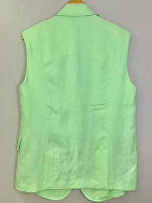 NWT Free People Linen Cotton Oversized Vest Shoulder Pad Long Length Lime Neon thumbnail 7