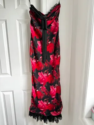 For Love and Lemons Dark Romance Strapless Floral Lace-Hem Maxi Dress thumbnail 11
