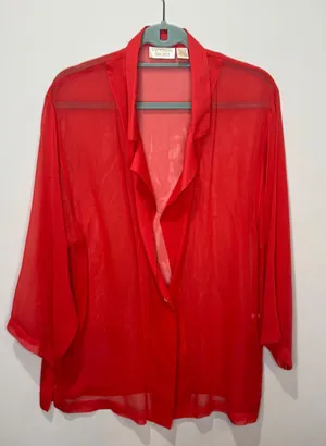 Victoria's Secret Gold Label Red Silk One Button Sheer Top Robe‎ Vintage OS thumbnail 1