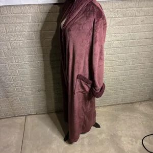 Natori Plush‎ Sherpa Trim Robe Burgundy Cozy Loungewear Size medium- NO belt thumbnail 3