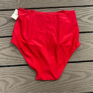 NWT Aerie small cherry red full coverage high waisted bikini bottom thumbnail 6