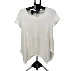 Lauren‎ Ralph Lauren White Linen Blend Handkerchief Hem Scoop Neck Top Size L thumbnail 3