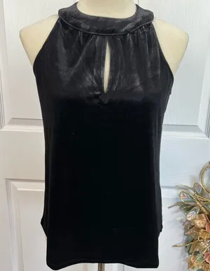 Catherine Malandrino Black Velvet Keyhole Luxe Top Size S Sleeveless thumbnail 1