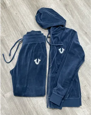 True Religion Navy Velour Tracksuit thumbnail 4