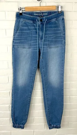 American Eagle Soft Knit Denim Jogger Jeans Size 4 thumbnail 1