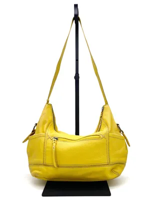 The Sak Kendra Hobo Shoulder Bag Mustard Yellow Leather Slouchy Zip Pocket Purse thumbnail 3
