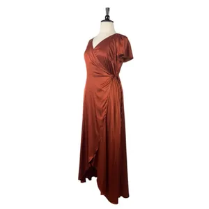 Baltic Born Maxi Wrap Dress Short Sleeve Burnt Orange Satin Women’s Size XXL thumbnail 5