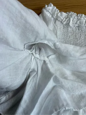 Dance & Marvel White Off-Shoulder Smocked Tunic with Ruffle Sleeves thumbnail 8