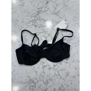NWT Quince Black Italian Demi Bikini Top Size Medium thumbnail 3