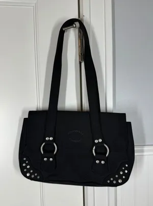 Y2K 90's Polo Jeans Ralph Lauren Shoulder Bag Small Black Studded Canvas Purse thumbnail 1