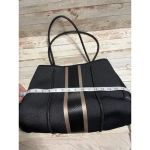 Haute Shore Greyson Neoprene Tote Bag Stripe Black Shoulder thumbnail 5
