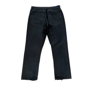 AGOLDE Riley Straight Crop Jeans Black Ripped thumbnail 3