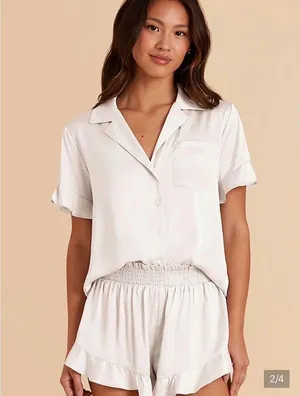Birdy grey matte satin ivory PJs thumbnail 3