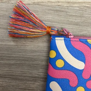 Multicolor Print Glam Bag with Tassel Approximately 5” X 7” thumbnail 4